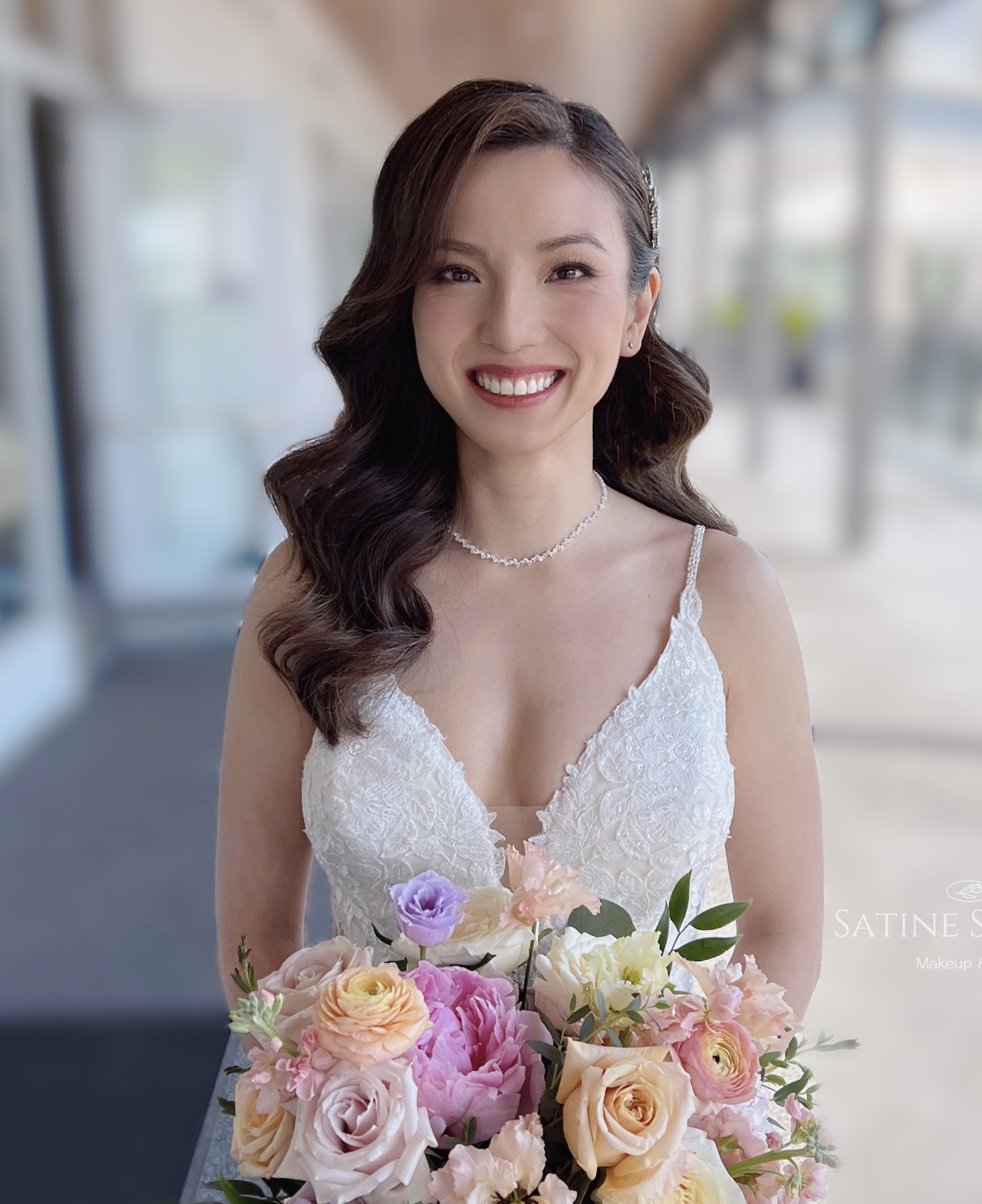 Elegant Chinese bride in Markham with soft glam Asian makeup